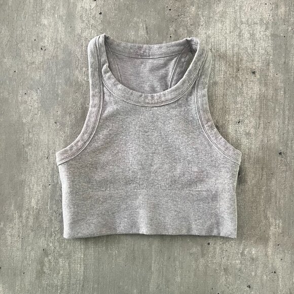 ALO Yoga Tops - ALO Yoga Seamless Delight High Neck Bra - Gray Size S